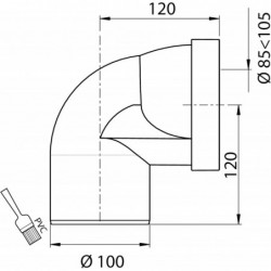 PIPE COURTE COUDEE MALE Ø100 MM A COLLER + JOINT