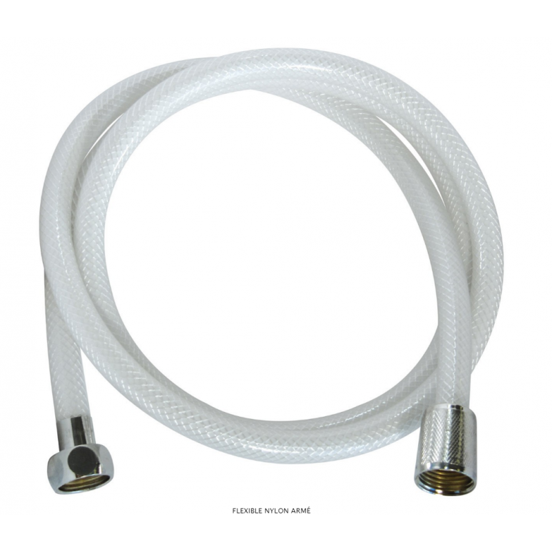 FLEXIBLE DOUCHE PVC NYLON ARMÉ 2M BLANC