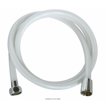 FLEXIBLE DOUCHE PVC NYLON ARMÉ 2M BLANC