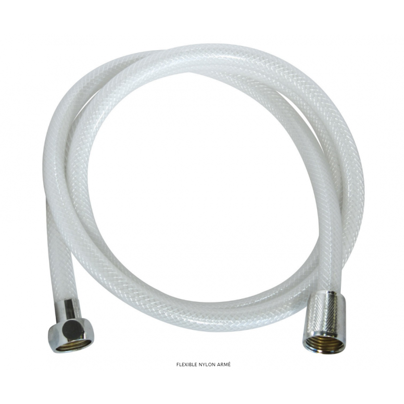 FLEXIBLE DOUCHE PVC NYLON ARMÉ 1,50M BLANC