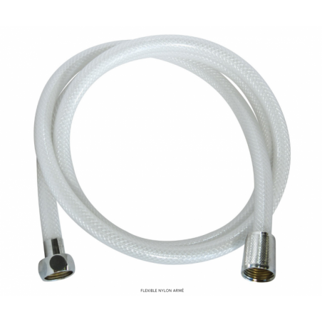 FLEXIBLE DOUCHE PVC NYLON ARMÉ 1,50M BLANC