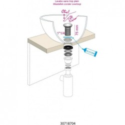 BONDE LAVABO 75MM QUICK-CLAC SANS TROP PLEIN