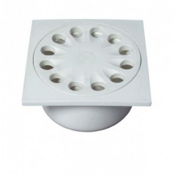 BONDE SOL BLANCHE 15X15CM SORTIE VERTICALE Ø 50MM