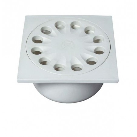 BONDE SOL BLANCHE 15X15CM SORTIE VERTICALE Ø 50MM
