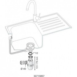 SIPHON EVIER REGLABLE A VISSER 1"1/2 Ø 40MM