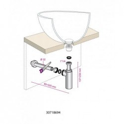 SIPHON LAVABO DESIGN LINEIS LAITON CHROME Ø 32MM
