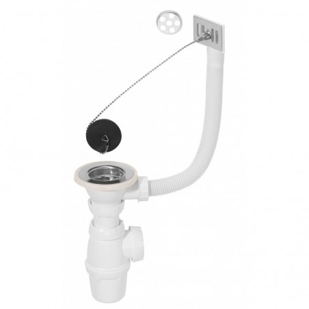 VIDAGE EVIER 1CUVE INOX Ø40MM+BOUCHON+TROP PLEIN