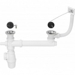 VIDAGE EVIER 2 BACS INOX Ø40MM+BOUCHON+TROP PLEIN