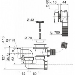 VIDAGE AUTO BAIGNOIRE SIPHON Ø 40MM