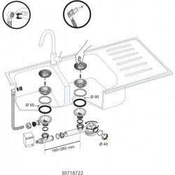 VIDAGE EXTRA PLAT POUR EVIER 2 BACS Ø 90MM