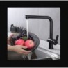 MITIGEUR EVIER CARRÉ NOIR + DOUCHETE 1 JET COMPLET