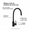 MITIGEUR EVIER ILO NOIR MEMOIRE DE FORME COMPLET