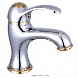 MITIGEUR LAVABO GLENAN CHROMÉ/DORÉ LIVRÉ COMPLET