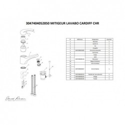 MITIGEUR LAVABO CARDIFF CHROME LIVRÉ COMPLET