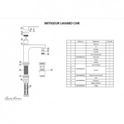 MITIGEUR LAVABO ADAMAN CHROME LIVRÉ COMPLET