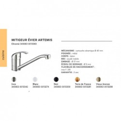 MITIGEUR EVIER ARTEMIS NOIR LIVRÉ COMPLET
