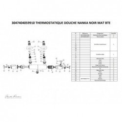 MITIGEUR DOUCHE THERMOSTATIQUE NANKA NOIR COMPLET