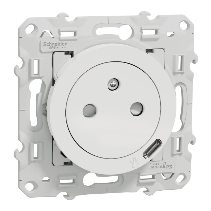 PRISE DE COURANT 2P+T 16A+ USB-C BLANC A ENCASTRER
