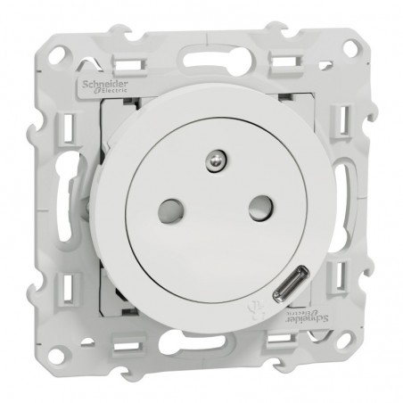 PRISE DE COURANT 2P+T 16A+ USB-C BLANC A ENCASTRER