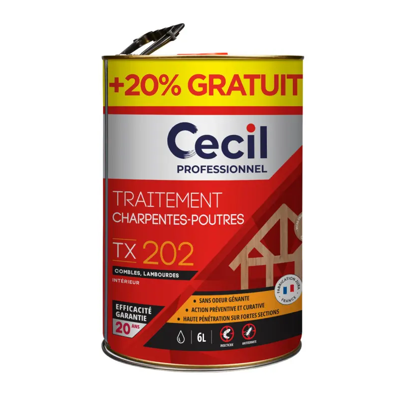 TRAITEMENT CHARPENTES TX202 5L+20%   6 LITRES