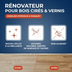 RÉNOVATEUR BOIS CIRÉ ET VERNIS 1/2L   ± 30M²/L