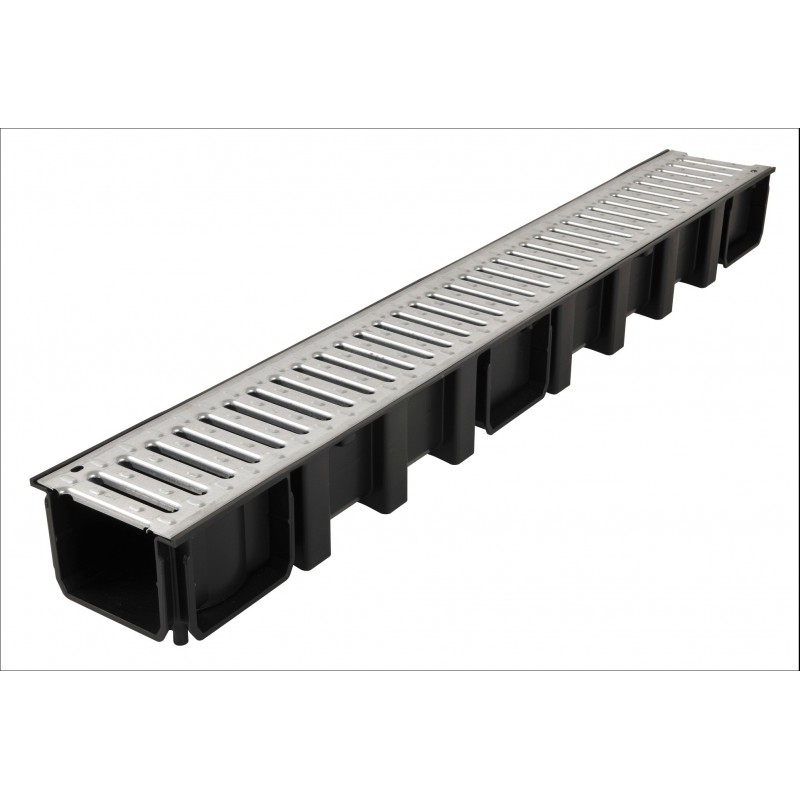 CANIVEAU GRILLE PASSERELLE NOIRE 1M HT 100MM