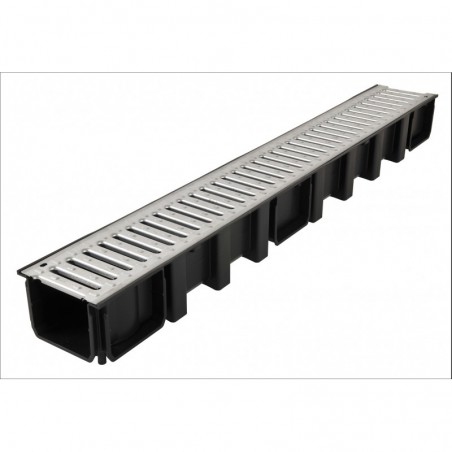 CANIVEAU GRILLE PASSERELLE NOIRE 1M HT 100MM