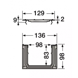 CANIVEAU GRILLE PASSERELLE NOIRE 1M HT 100MM