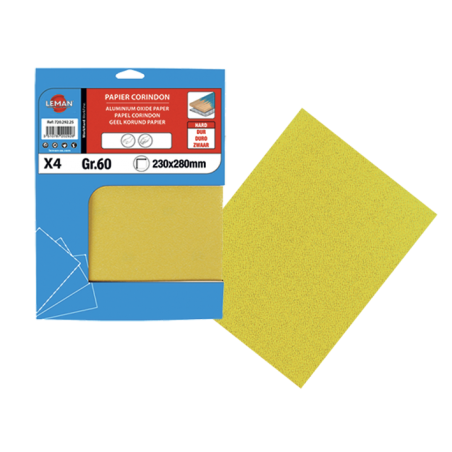 PAPIER CORINDON JAUNE 280 X 230 GRAIN 120