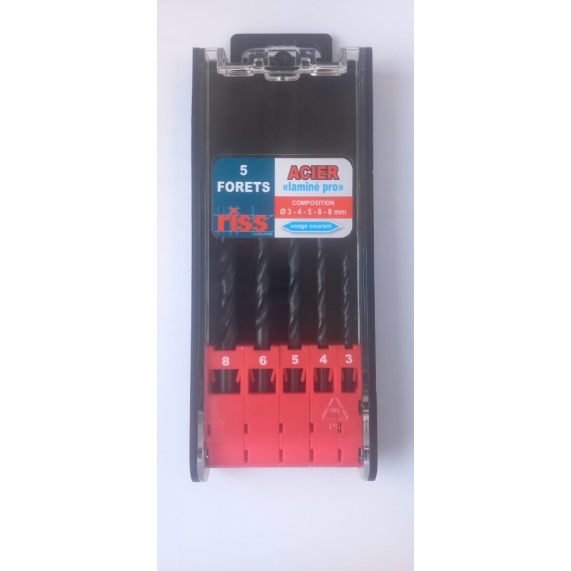 COFFRET 5 FORETS ACIER LAMINE Ø 3 A 8 MM